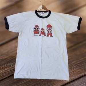 Vintage 2002 Nintendo Super Mario Graphic Ringer Retro Gaming Y2K Gamer Shirt